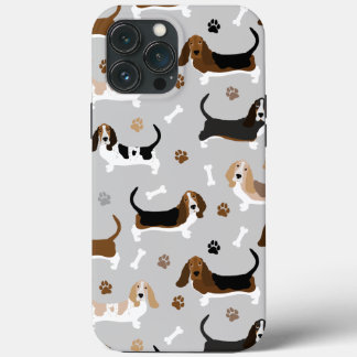 Basset Hound Dog Bones and Paws iPhone 13 Pro Max Case