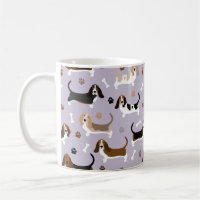 Basset Hound Dog Bones and Paws  Coffee Mug
