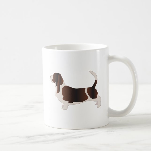 Basset Hound Dog Breed Silhouette Illustration Coffee Mug (Right)