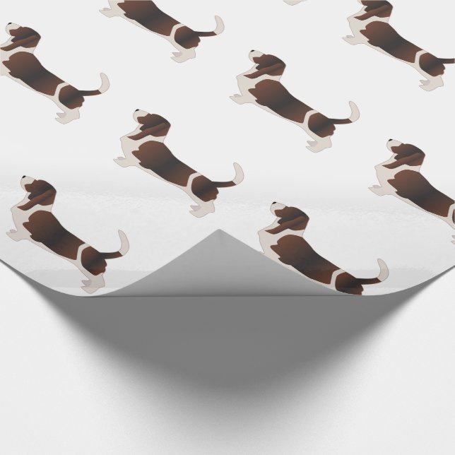 Basset Hound Dog Breed Silhouette Illustration Wrapping Paper (Corner)