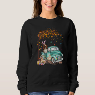 Basset Hound Dog Bunny Hunt Truck Eggs Tree Easte Sweatshirt