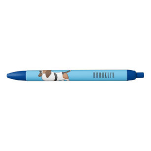Basset hound dog cartoon illustration black ink pen
