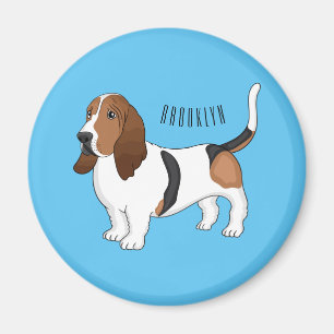 Basset hound dog cartoon illustration magnet