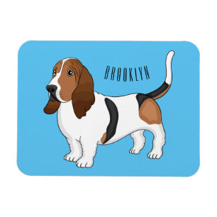 Basset hound dog cartoon illustration magnet