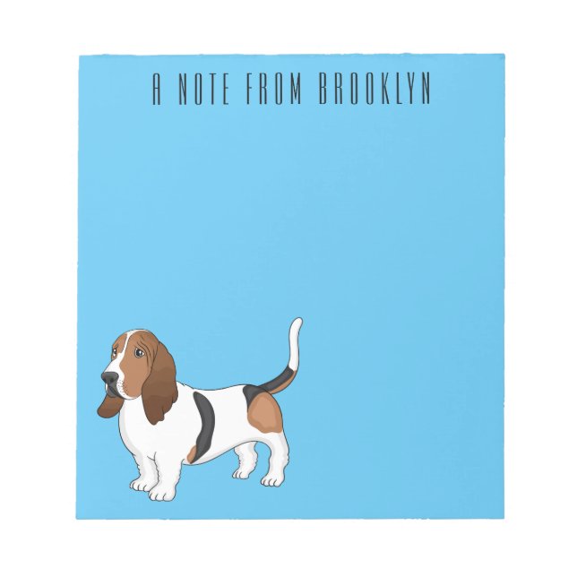 Basset hound dog cartoon illustration  notepad (Front)
