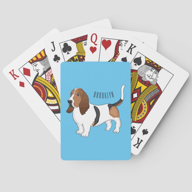 Basset hound dog cartoon illustration playing cards (Back)