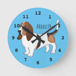 Basset hound dog cartoon illustration  round clock