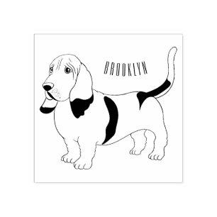 Basset hound dog cartoon illustration rubber stamp