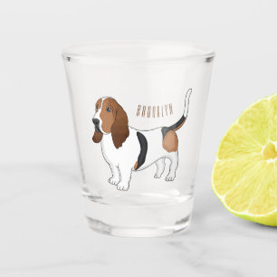 Basset hound dog cartoon illustration shot glass