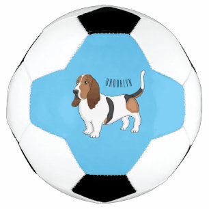 Basset hound dog cartoon illustration  soccer ball