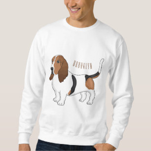 Basset hound dog cartoon illustration sweatshirt