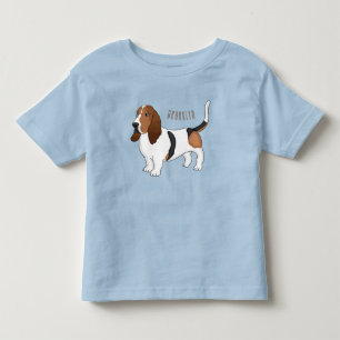Basset hound dog cartoon illustration toddler t-shirt