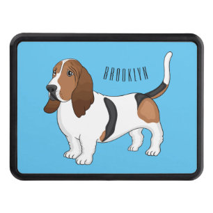 Basset hound dog cartoon illustration trailer hitch cover