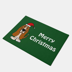 Basset Hound Dog Christmas Doormat