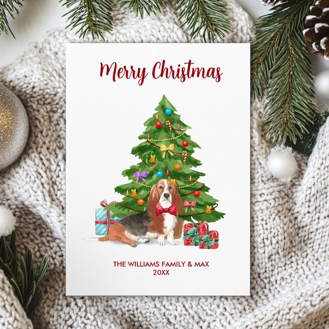 Basset Hound Dog Christmas Holiday Card (Creator Uploaded)