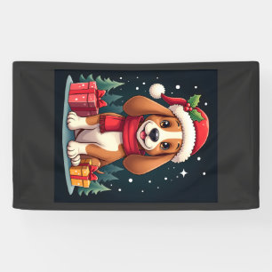 Basset Hound Dog Christmas Outfits Santa Hat Dog X Banner