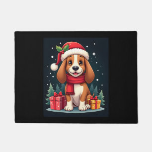 Basset Hound Dog Christmas Outfits Santa Hat Dog X Doormat