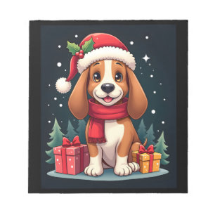 Basset Hound Dog Christmas Outfits Santa Hat Dog X Notepad