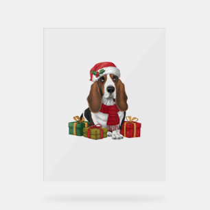 Basset Hound Dog Christmas Parties Santa Dog Lover Acrylic Sign