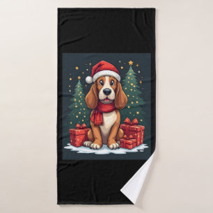 Basset Hound Dog Christmas Parties Santa Dog Lover Bath Towel