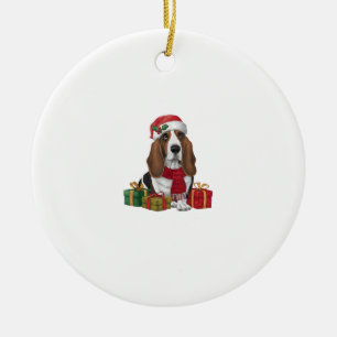 Basset Hound Dog Christmas Parties Santa Dog Lover Ceramic Ornament