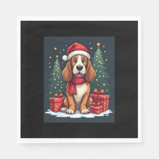 Basset Hound Dog Christmas Parties Santa Dog Lover Napkin
