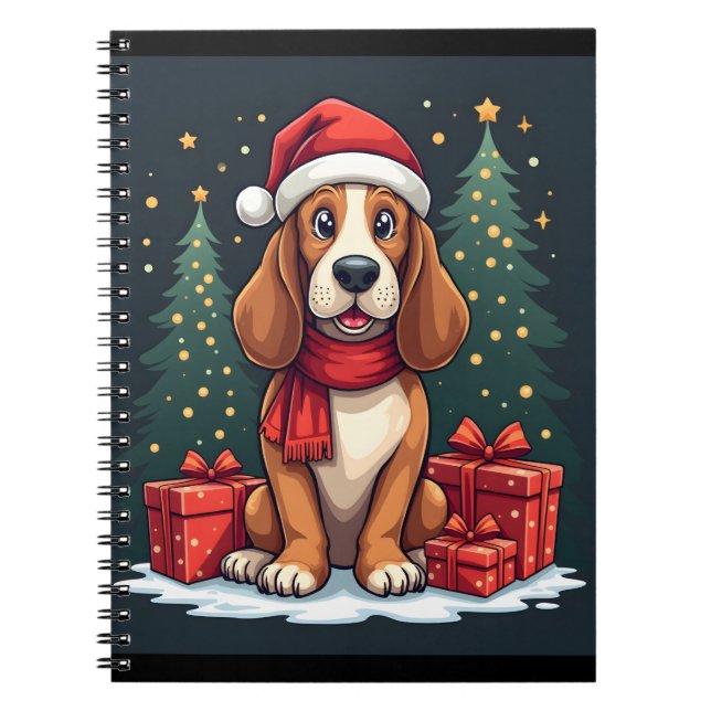 Basset Hound Dog Christmas Parties Santa Dog Lover Notebook (Front)