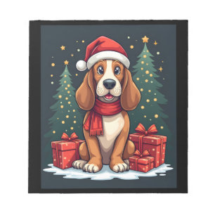 Basset Hound Dog Christmas Parties Santa Dog Lover Notepad