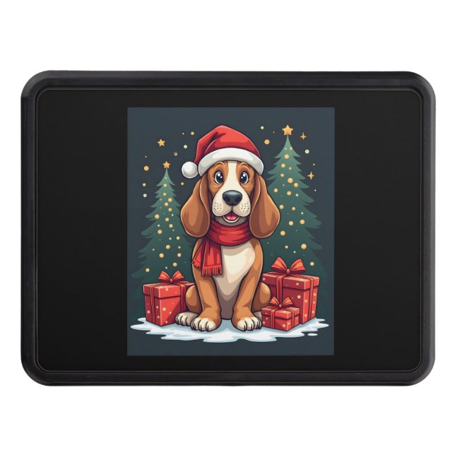 Basset Hound Dog Christmas Parties Santa Dog Lover Trailer Hitch Cover (Front)