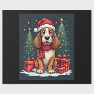 Basset Hound Dog Christmas Parties Santa Dog Lover Wrapping Paper
