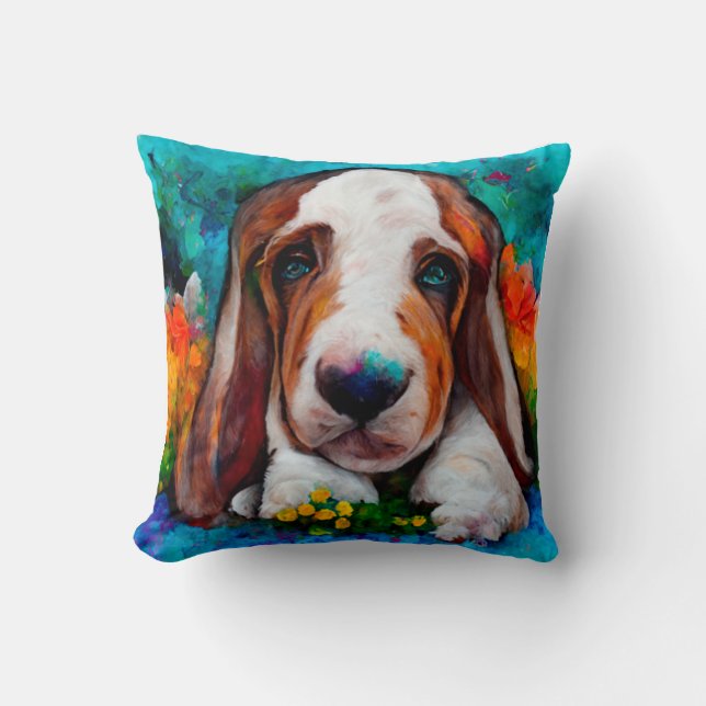 Basset hound dog cute pillow (Front)