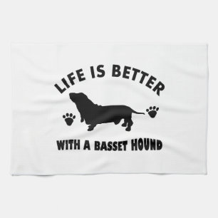 basset hound dog design kitchen towel