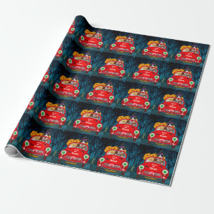Basset Hound Dog Driving Car Scary Halloween Wrapping Paper