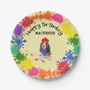 Basset Hound Dog Fun Art Birthday Party      Paper Plate