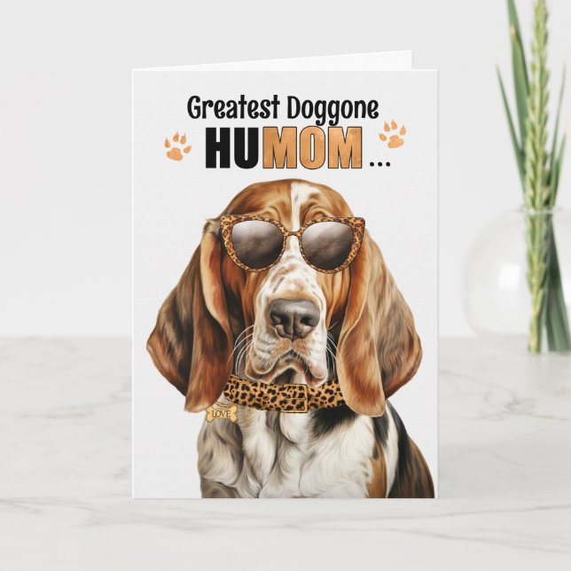 Basset Hound Dog Greatest HuMOM Mother's Day Holiday Card (Front)