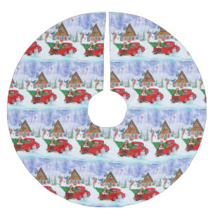 Basset Hound dog In Christmas Delivery Truck Snow Brushed Polyester Tree Skirt