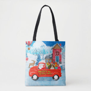 Basset Hound Dog in Christmas Delivery Truck Snow Tote Bag