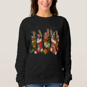 Basset Hound Dog In Christmas Sock Santa Hat Xmas Sweatshirt