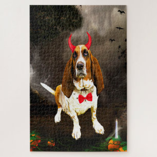 Basset Hound Dog in Halloween Costume Jigsaw Puzzle