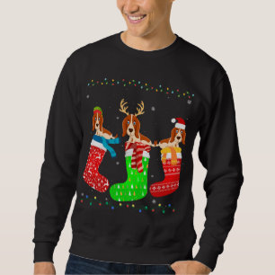 Basset Hound Dog in Xmas Socks Funny Ugly Sweater