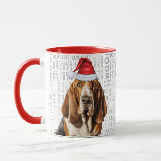 Basset Hound Dog Lover Christmas Holiday Mug (Left)
