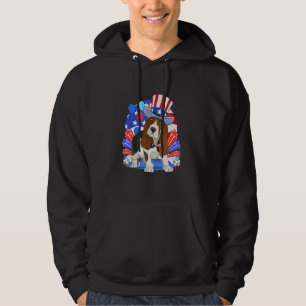Basset Hound Dog Merica 4th Of July American Flag Hoodie