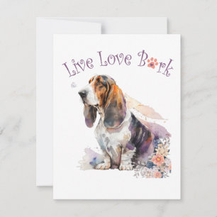 Basset Hound Dog Mom Floral Card