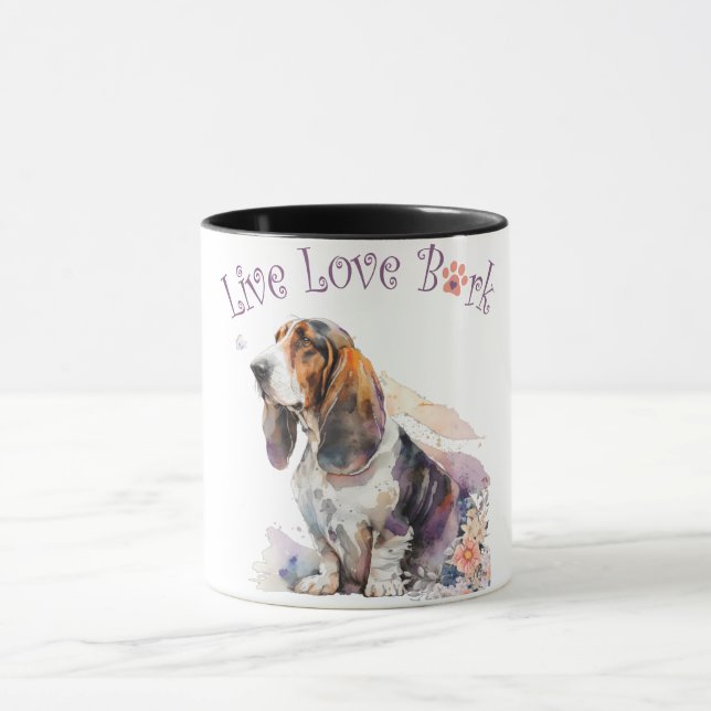 Basset Hound Dog Mom Floral Mug (Center)