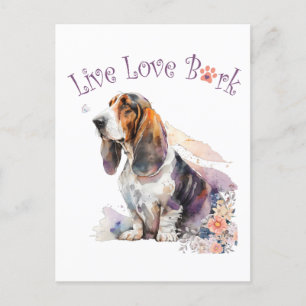 Basset Hound Dog Mom Floral Postcard