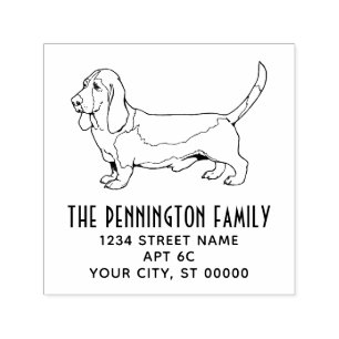 Basset Hound Dog Name Return Address  Self-inking Stamp