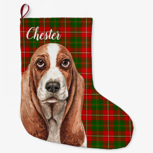 Basset Hound Dog Personalized Large Christmas Stocking
