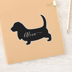 basset hound dog personalized your name sticker