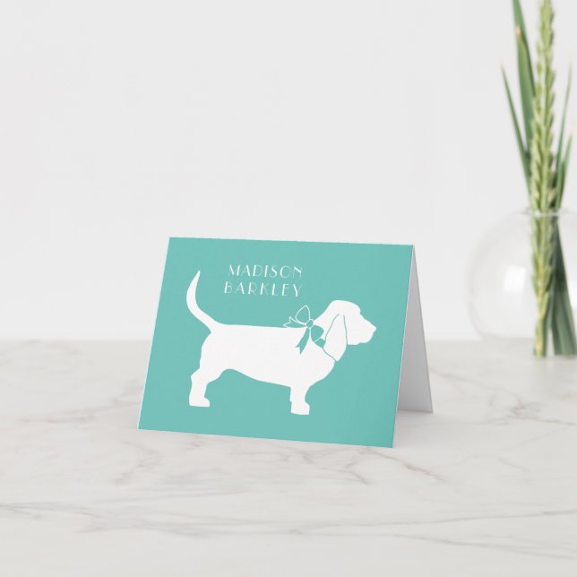 Basset Hound Dog Puppy Note Card (Front)