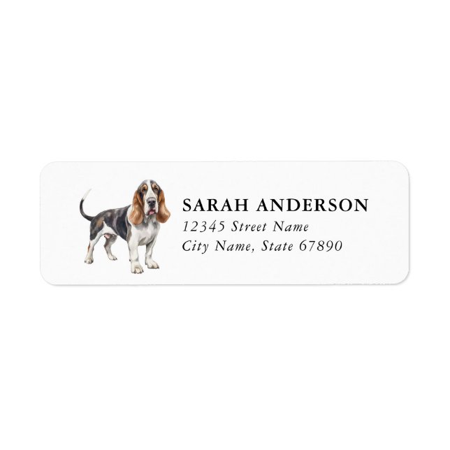 Basset Hound Dog Return Address Labels (Front)
